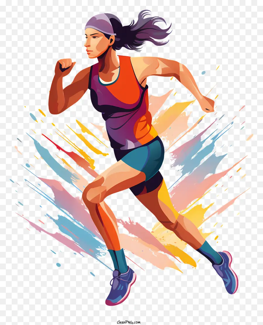 Runner Mujer，Diseño Colorido PNG