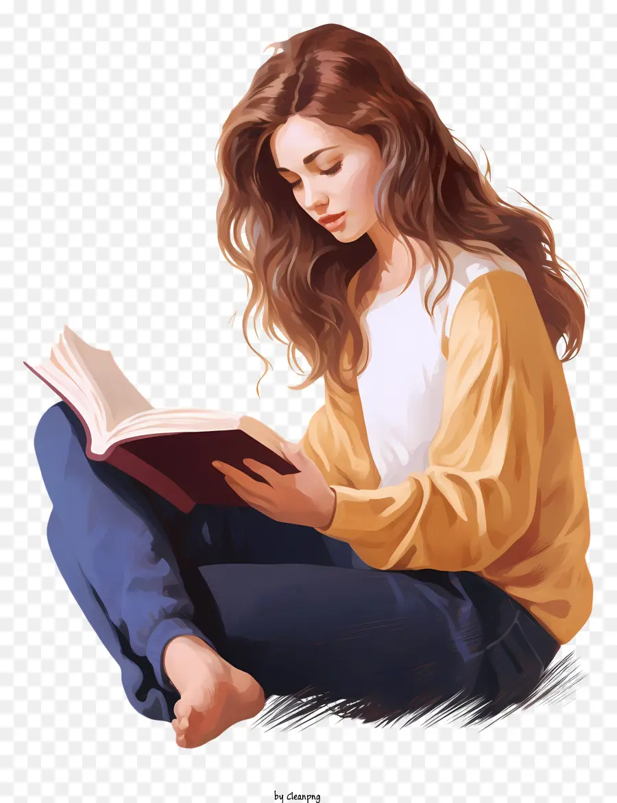 Mujer Leyendo，Niña Leyendo PNG