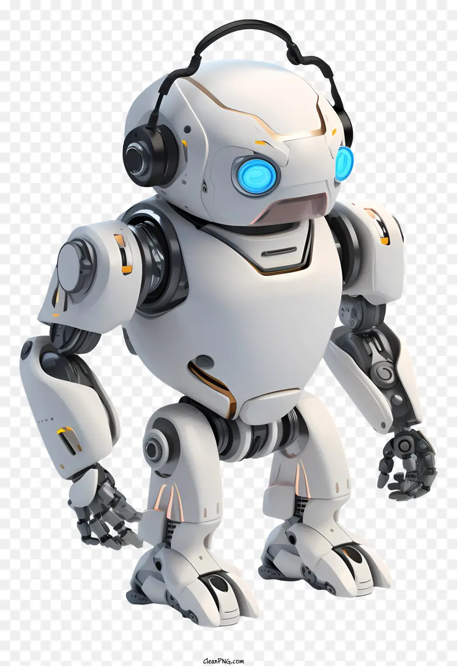 Robot Con Auriculares，Robot De Mono Blanco PNG