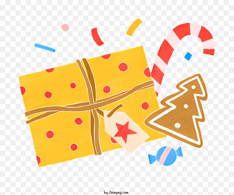 Caja De Regalo，Bastón De Caramelo PNG