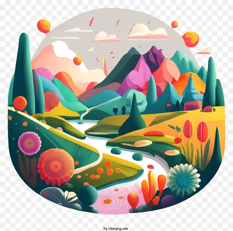 Paisaje，Paisaje Colorido PNG