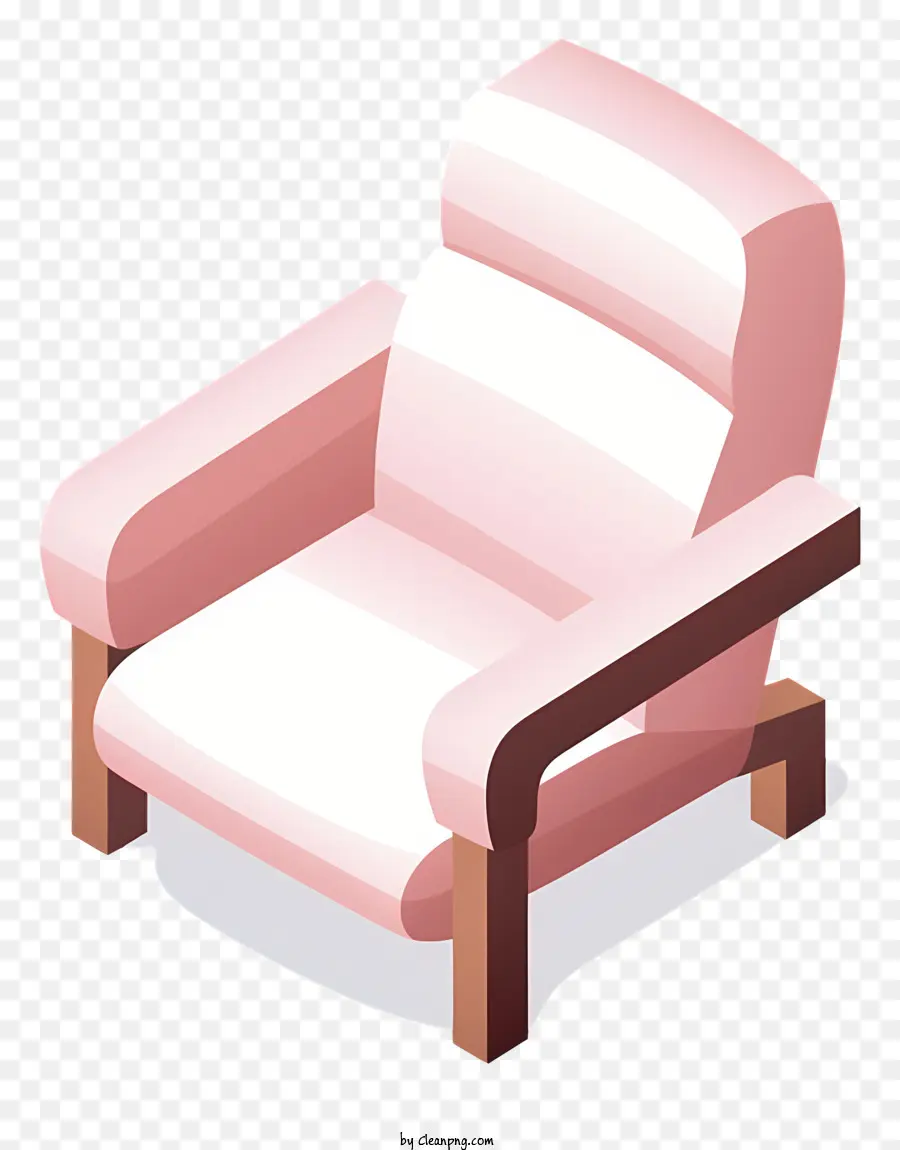 Sillón Rosa，Piernas Y Brazos De Madera PNG