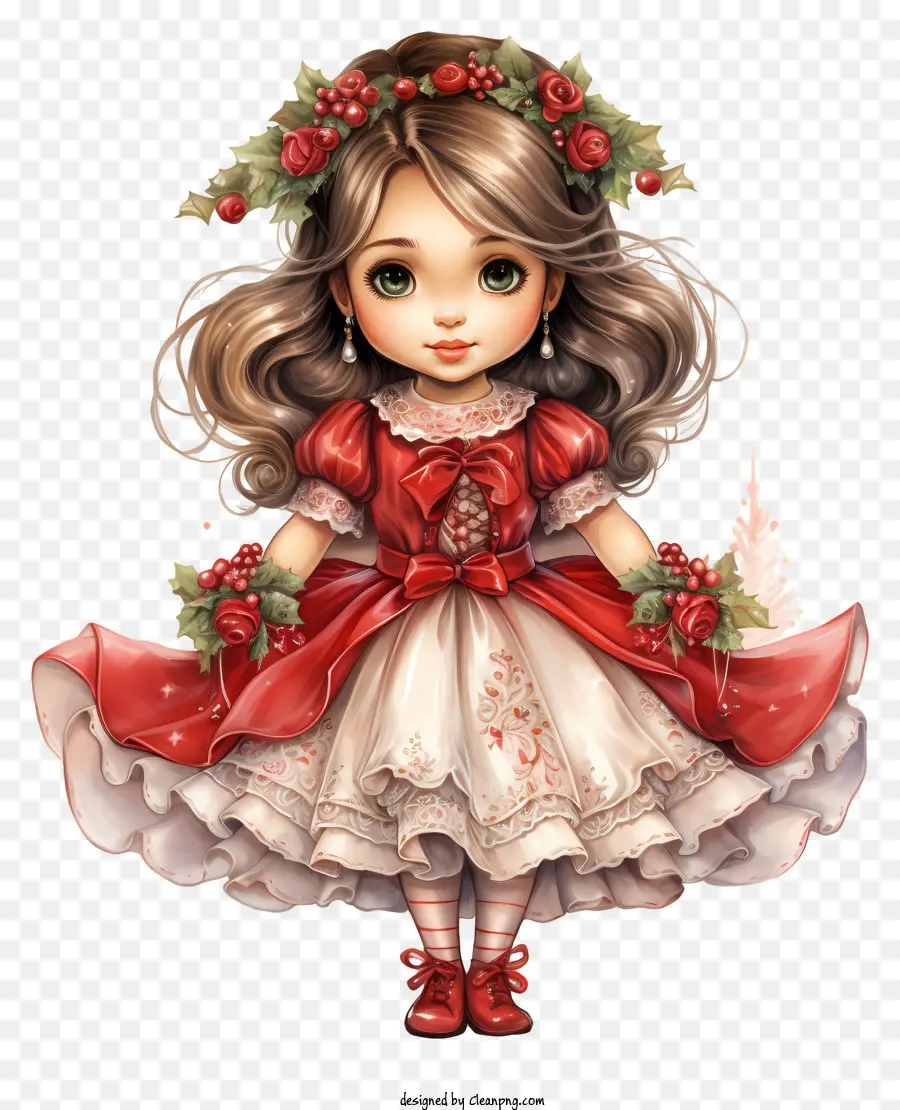 Niña，Vestido Rojo Y Blanco PNG