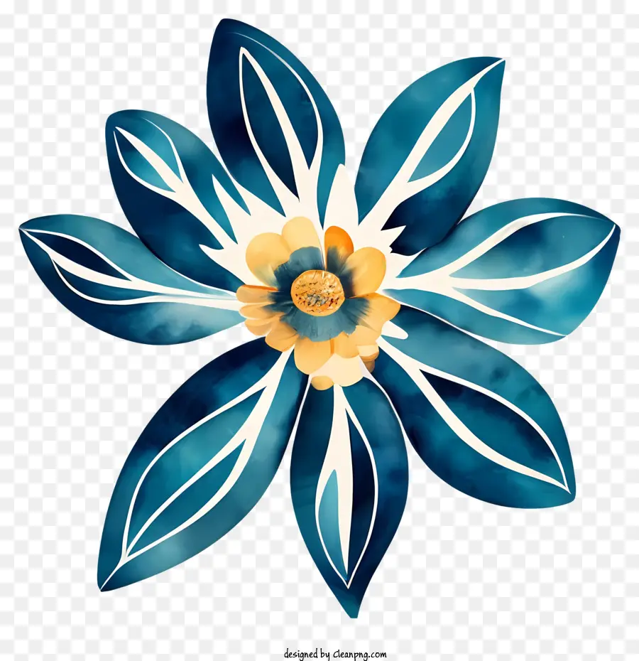 Flor Azul，Pintura A La Acuarela PNG