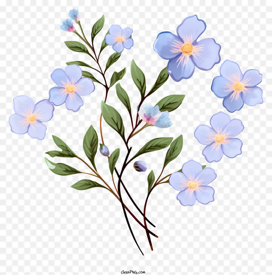 Flores De Color Azul，Ramo PNG