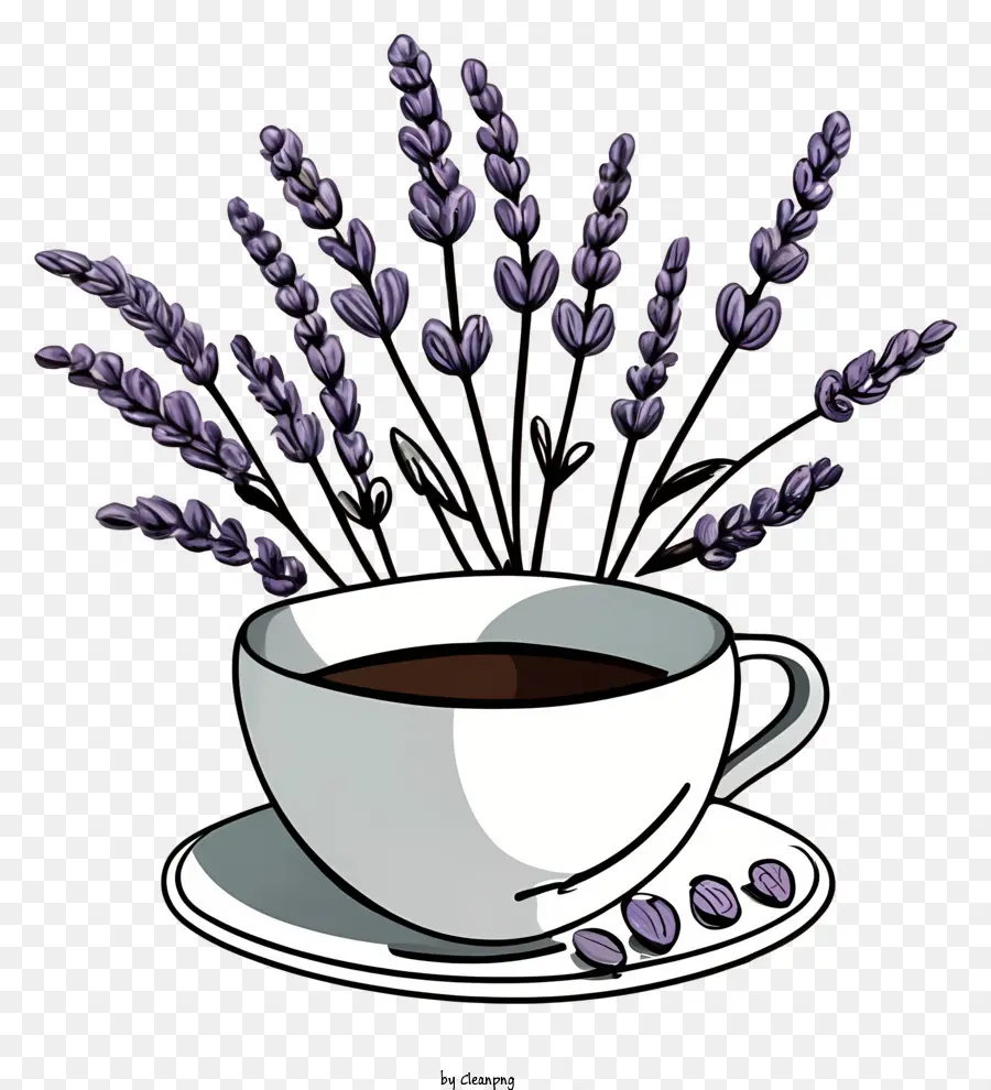 Café，Lavanda En Taza PNG