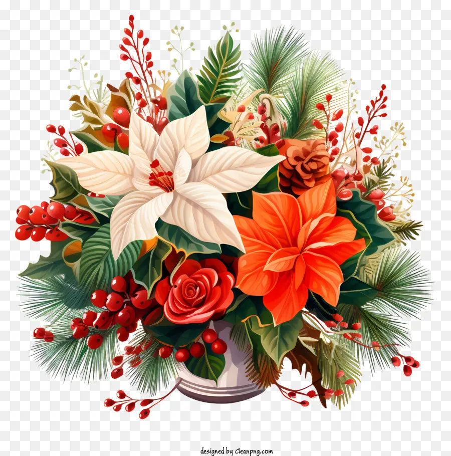 La Navidad Ramo，Flores Rojas Y Blancas PNG