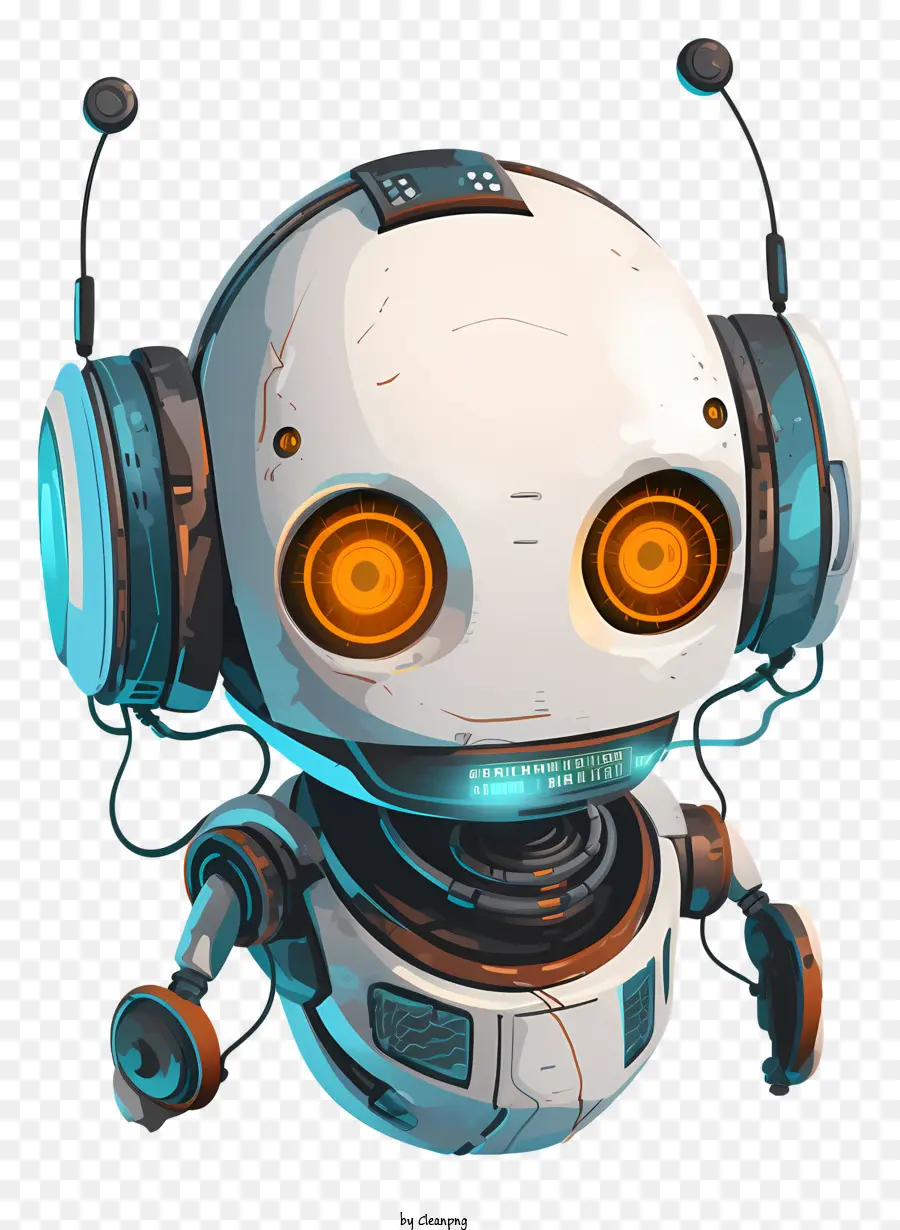 Robot，Robot Con Auriculares PNG