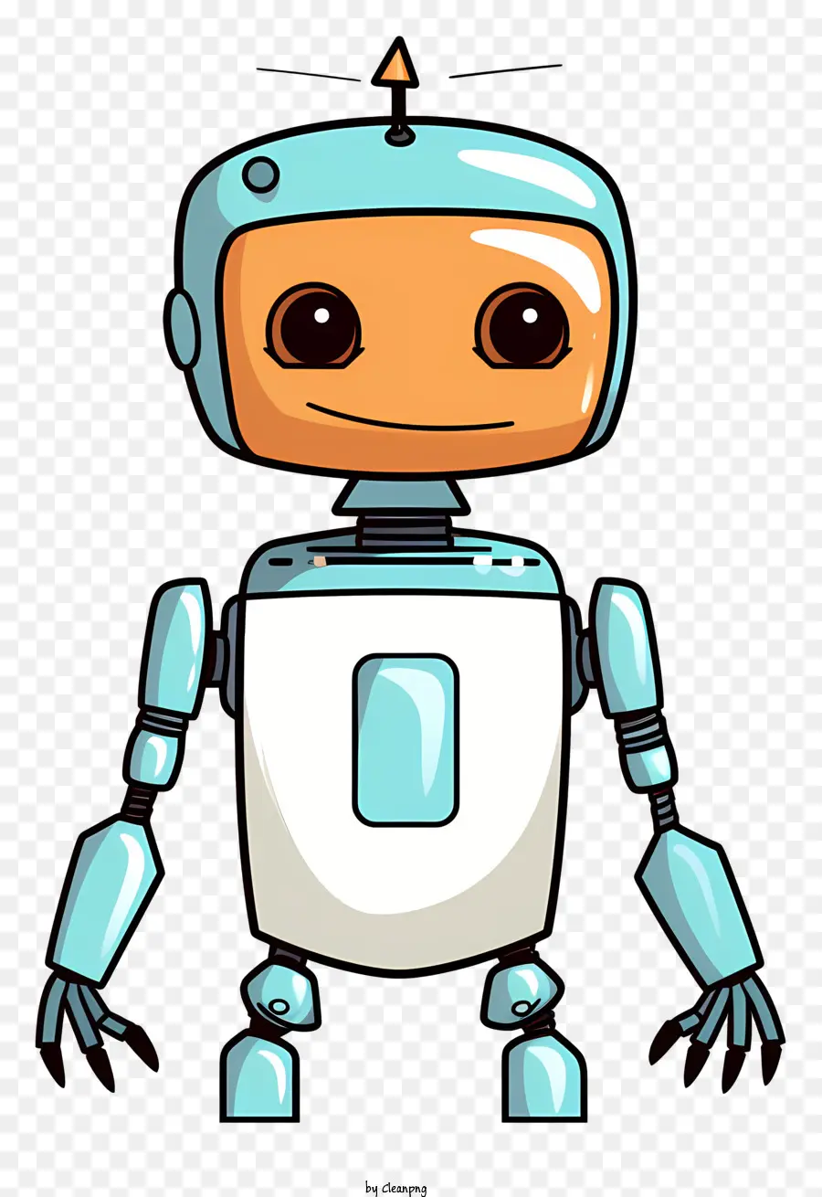 Robot De Dibujos Animados，Atuendo Blanco Y Azul PNG