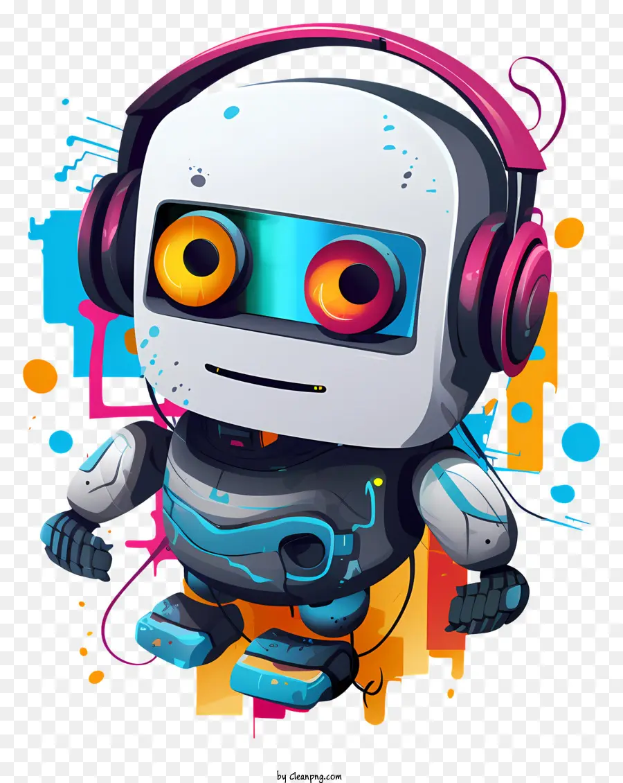 Robot De Dibujos Animados，Auriculares PNG