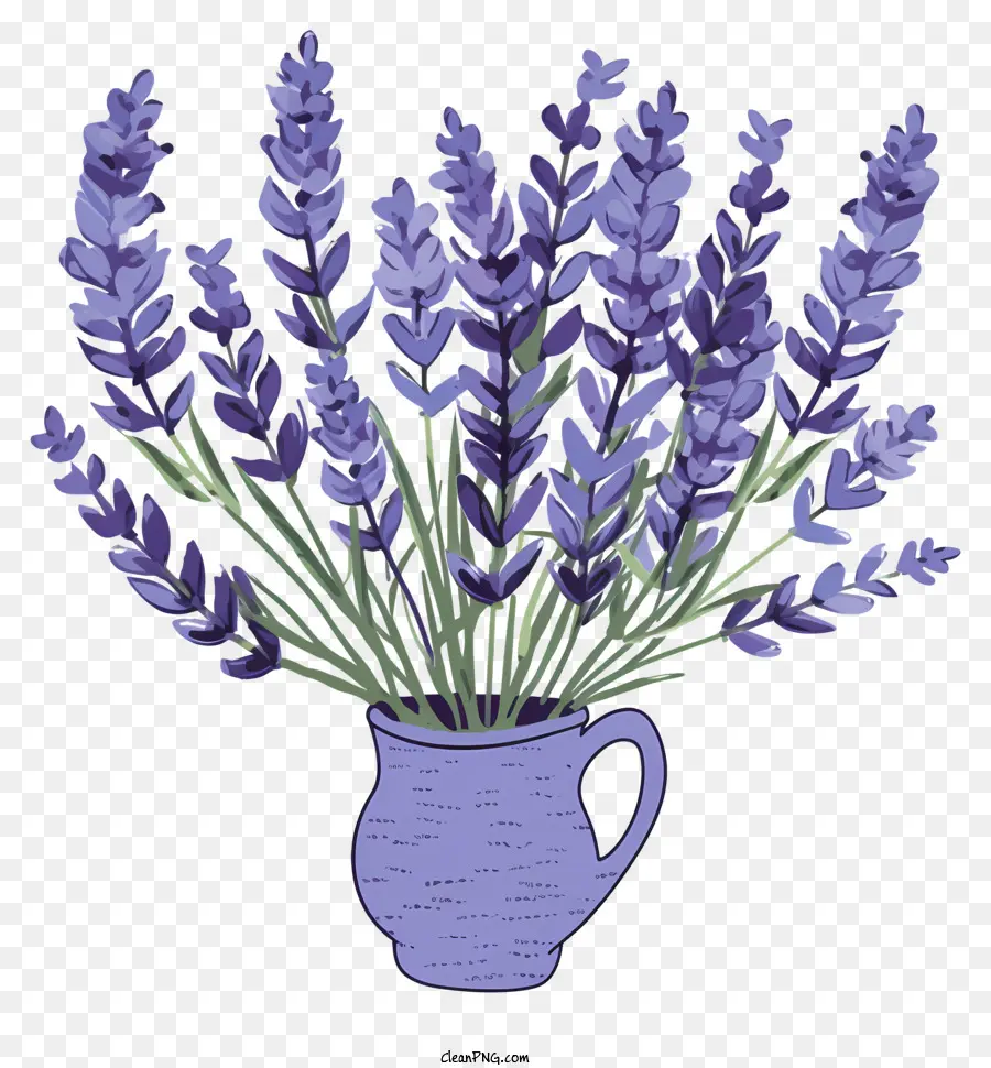 Las Flores De Lavanda，Jarrón De Cerámica Azul PNG