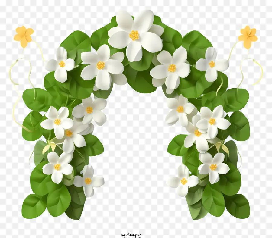 Arco Floral，Hojas Verdes PNG