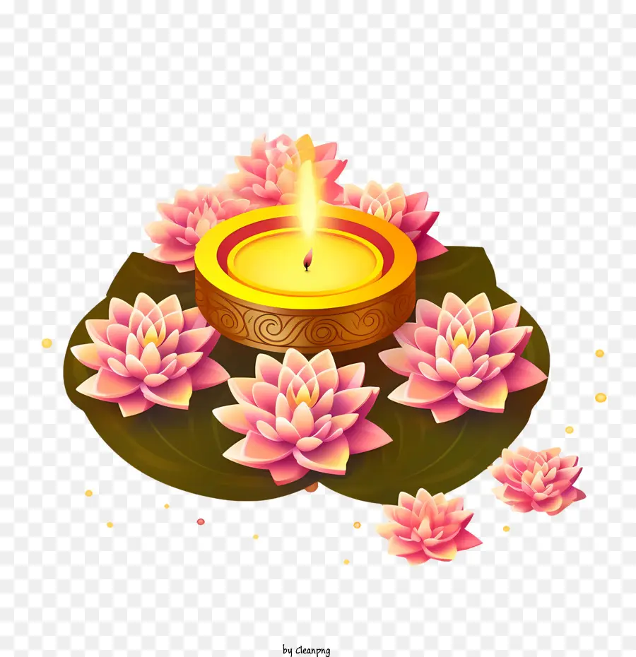 Diwali Dius，Las Flores De Loto PNG