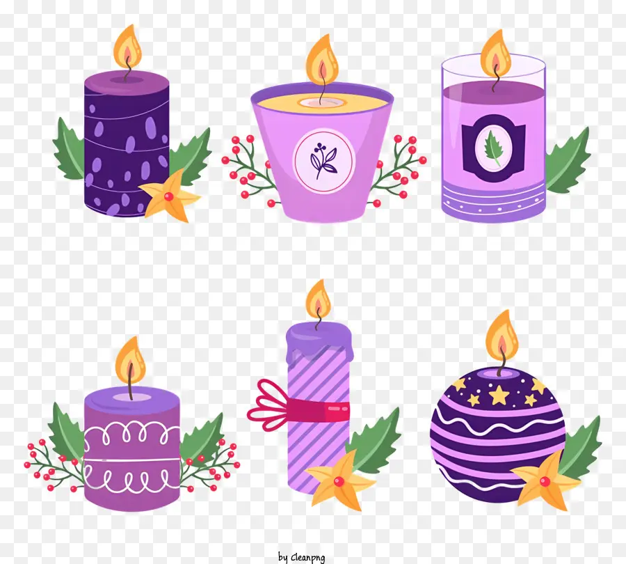 Velas Púrpuras，Cera Blanca PNG