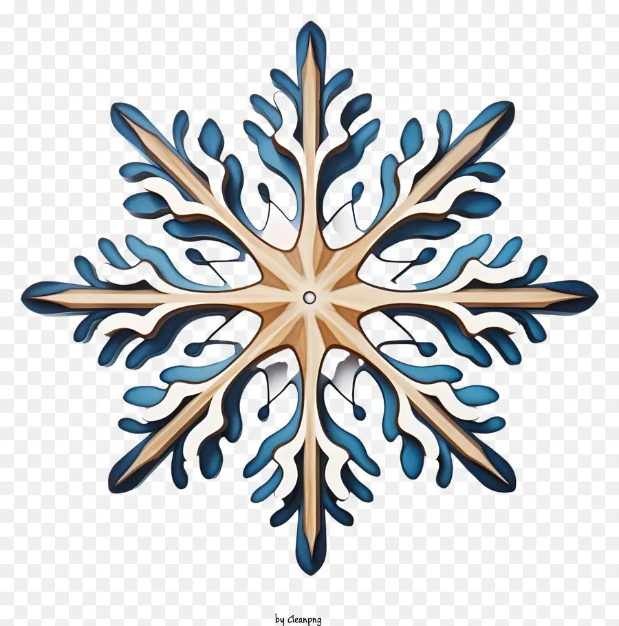 Diseño De Copos De Nieve，Copo De Nieve Azul Y Dorado PNG