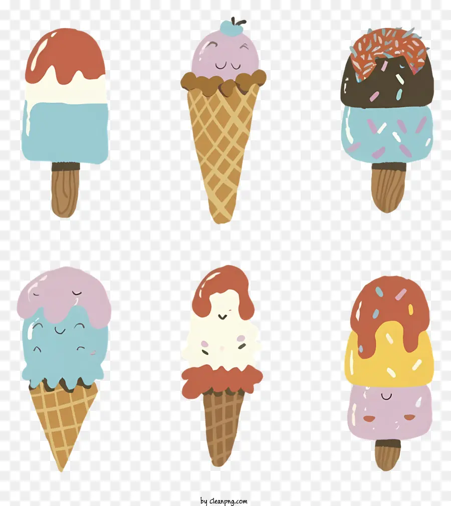 Conos De Helado，Diferentes Tipos De Glaseado PNG