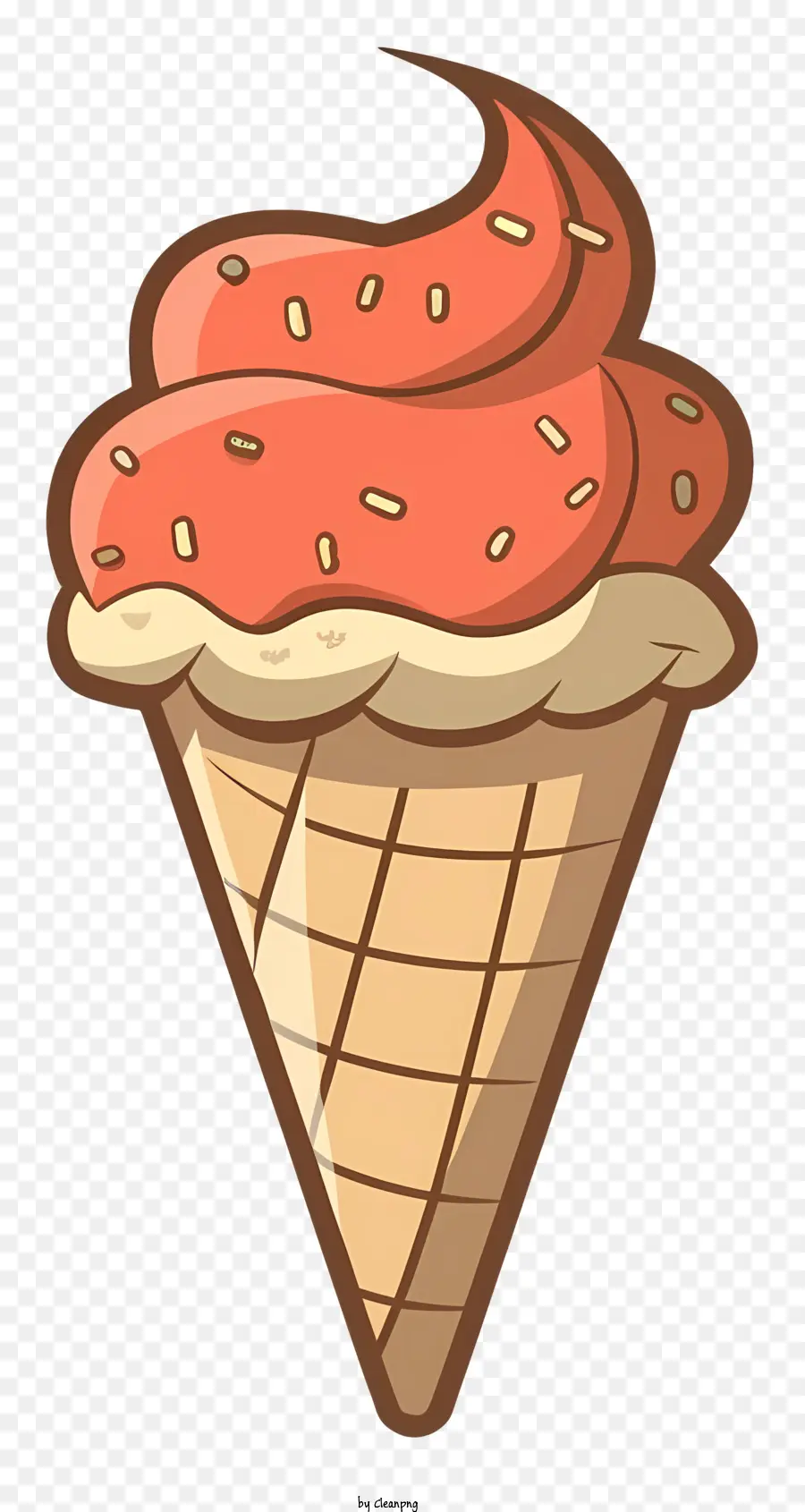 Cono De Waffle，Glaseado Rojo PNG