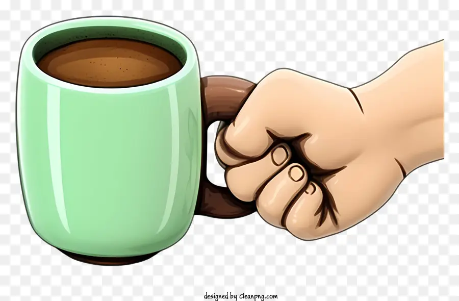 Taza De Mano，Taza Verde PNG