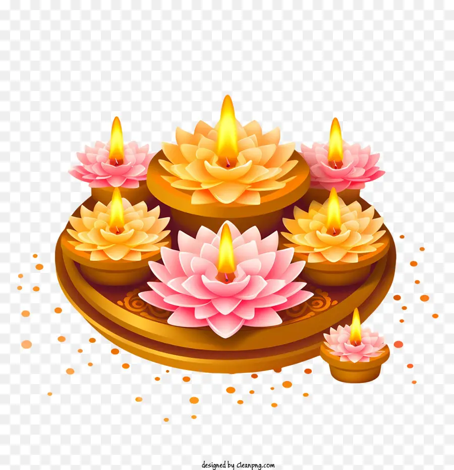 Diwali Dius，Las Flores De Loto PNG