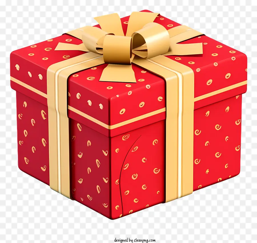 Rojo De La Caja De Regalo，Lazo Dorado PNG