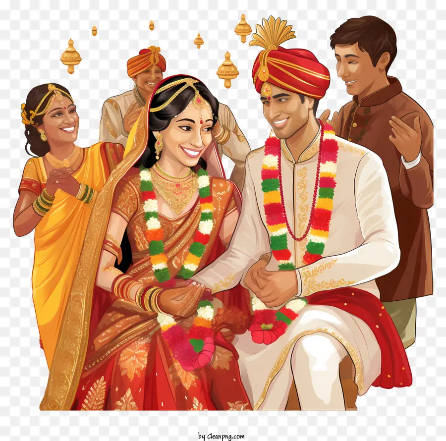 Foto De Boda India，Atuendo Indio Tradicional PNG