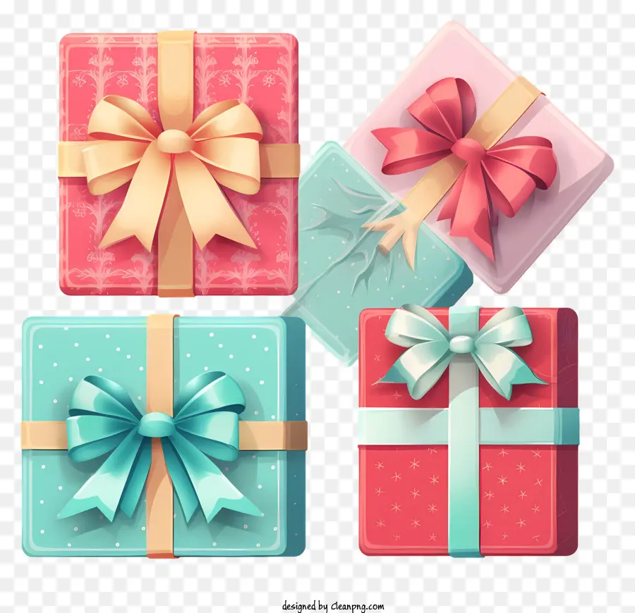 Cajas De Regalo，Cintas De Color Rosa PNG