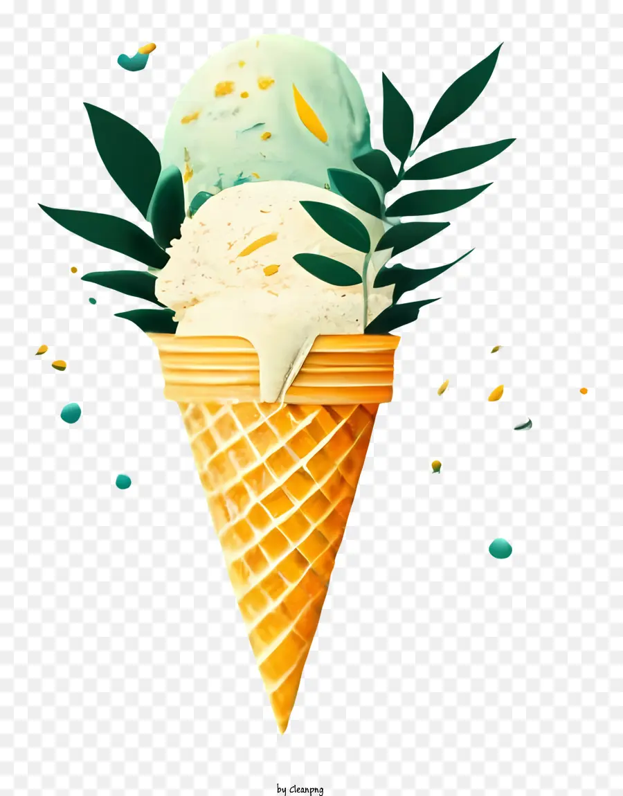 Cono De Helado，Crema Y Fruta PNG