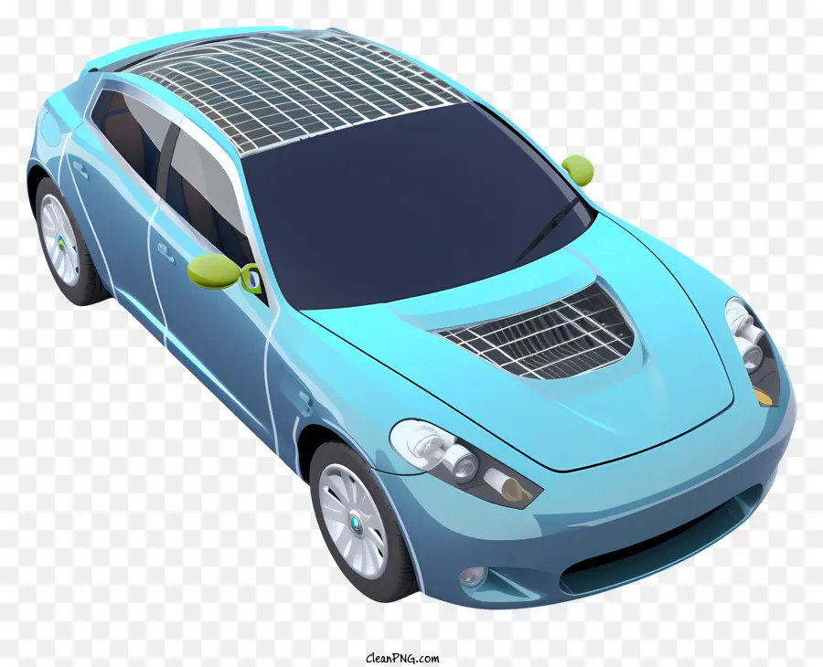 Coche Azul，Panel Solar PNG