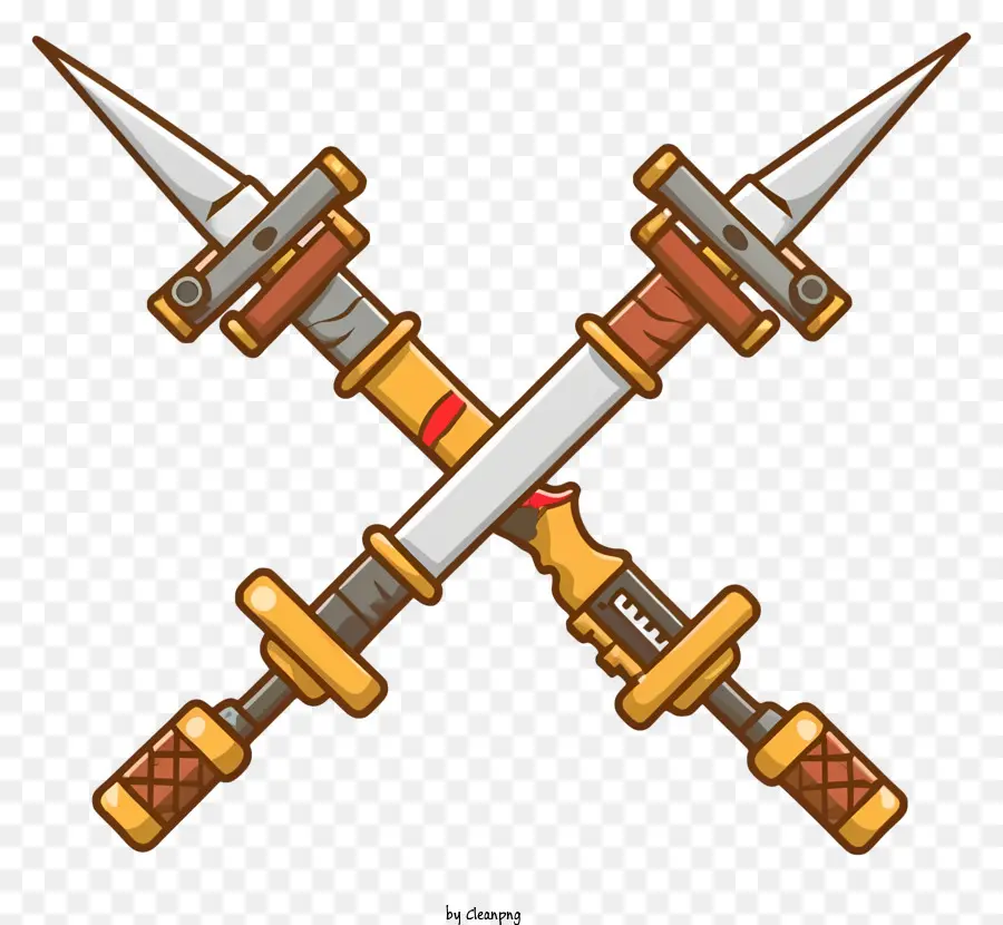 Espadas Cruzadas，Espadas De Madera Y Metal PNG