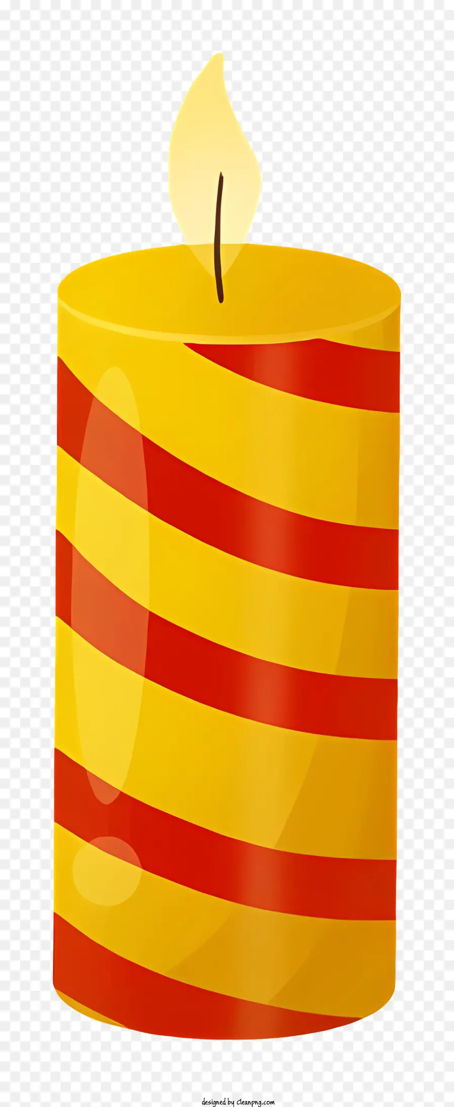 Vela Encendida，Diseño A Rayas Amarillo Y Rojo PNG