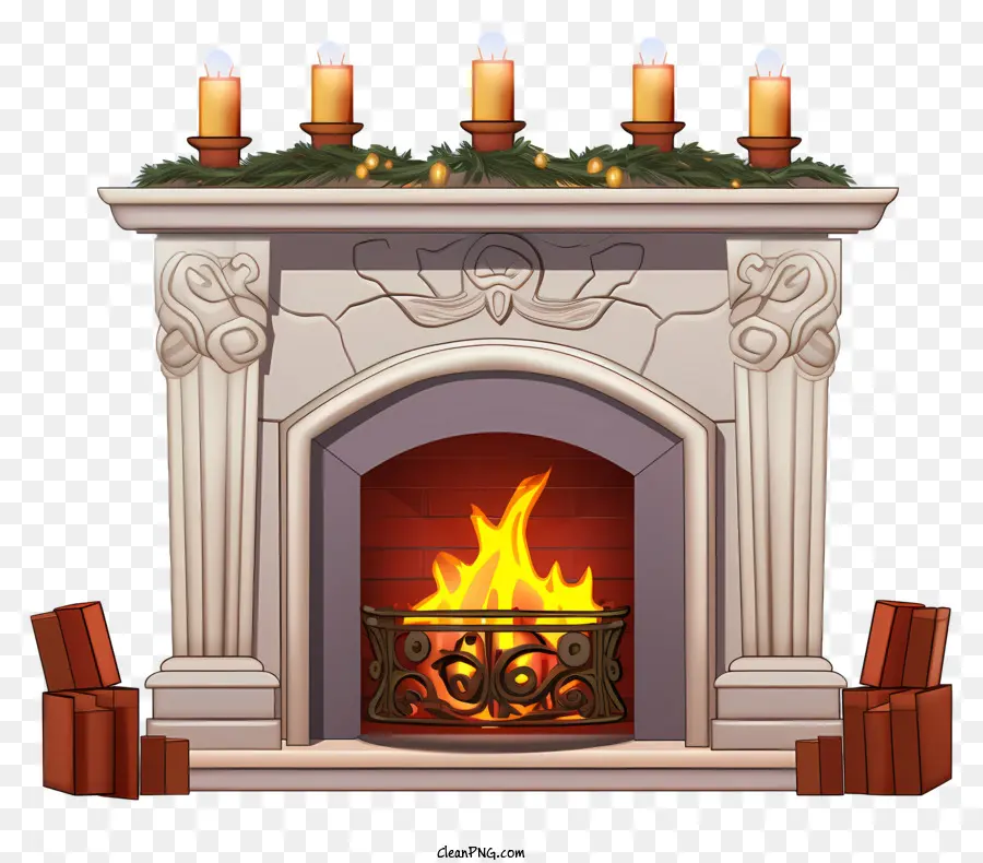 Decoración De La Chimenea，Pantalla De Vela Roja PNG