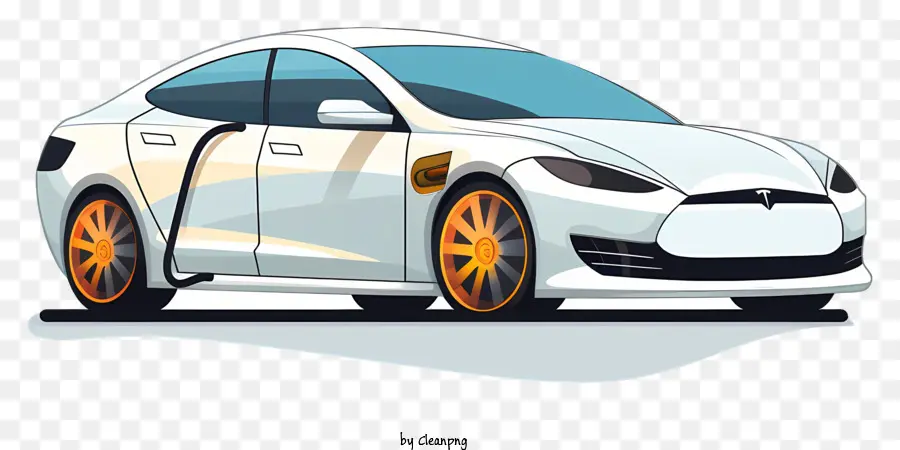 Coche Blanco，Coche Tesla PNG