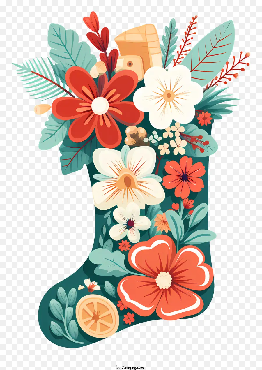 Calcetín De Navidad，Plantas Y Flores PNG