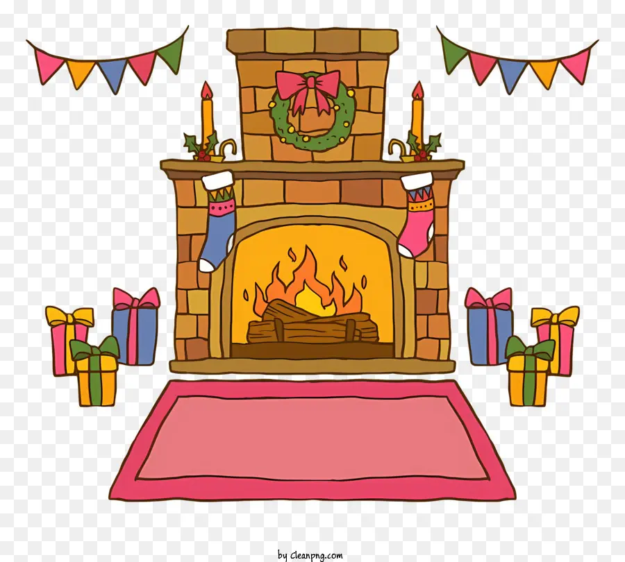 Chimenea，Decoraciones De Navidad PNG