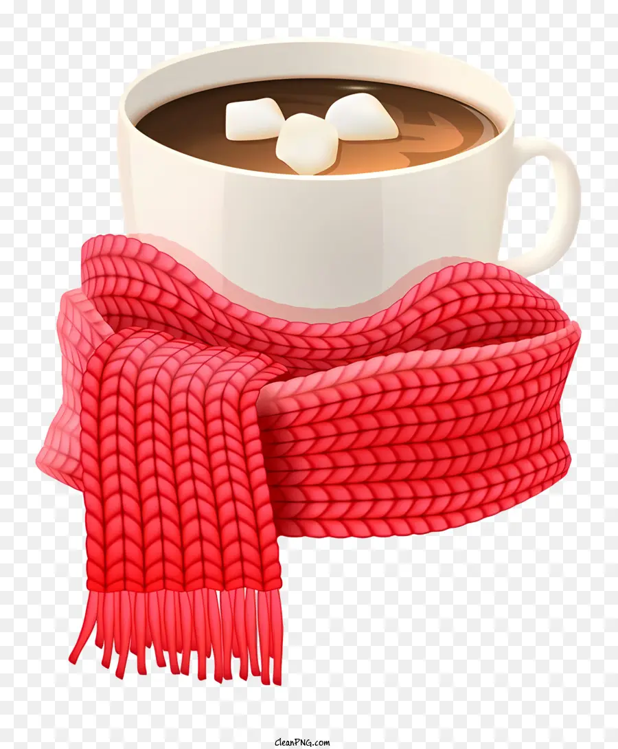 Café Caliente，Bufanda De Punto Rojo Y Blanco PNG