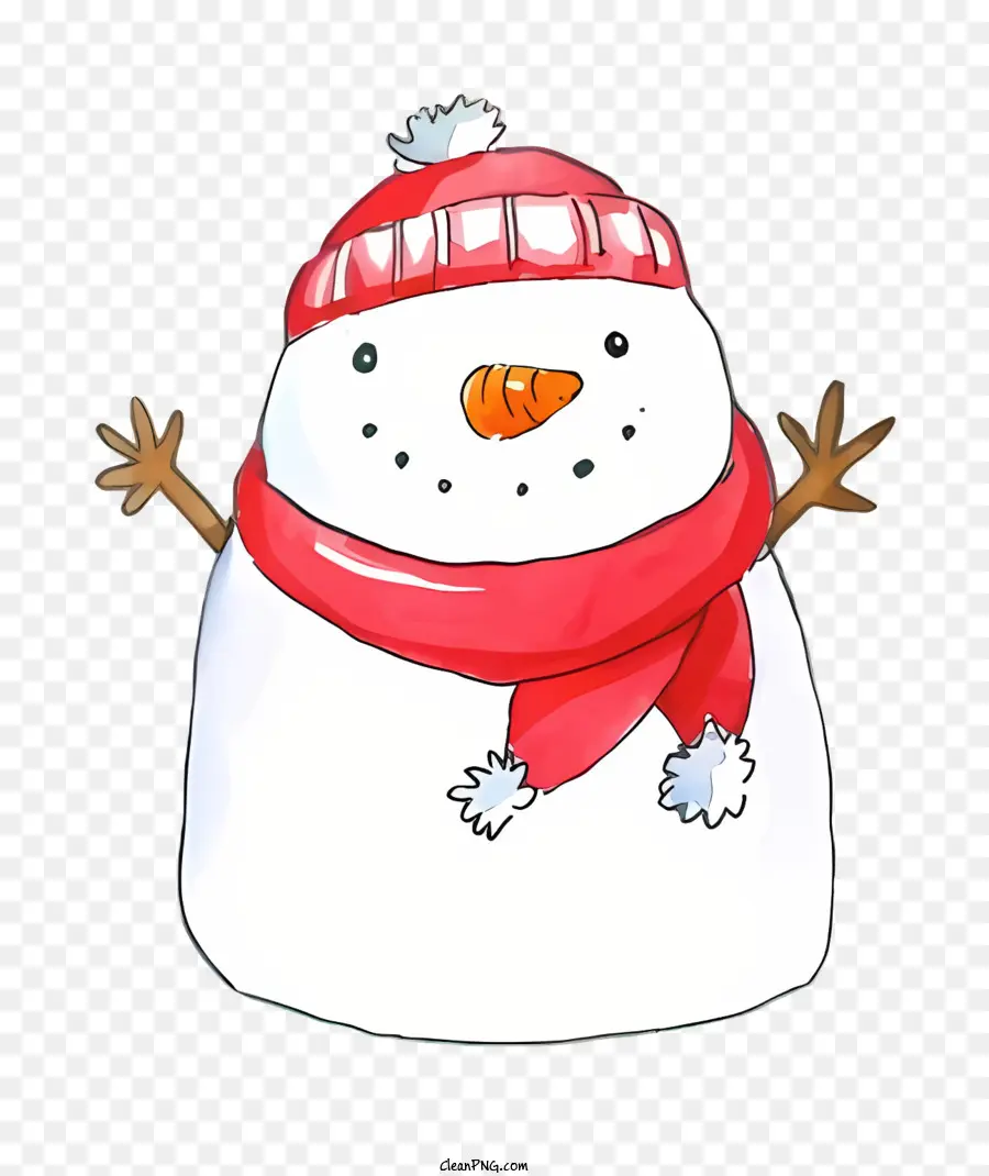 Un Muñeco De Nieve Cartoon，Muñeco De Nieve De Bufanda Roja PNG