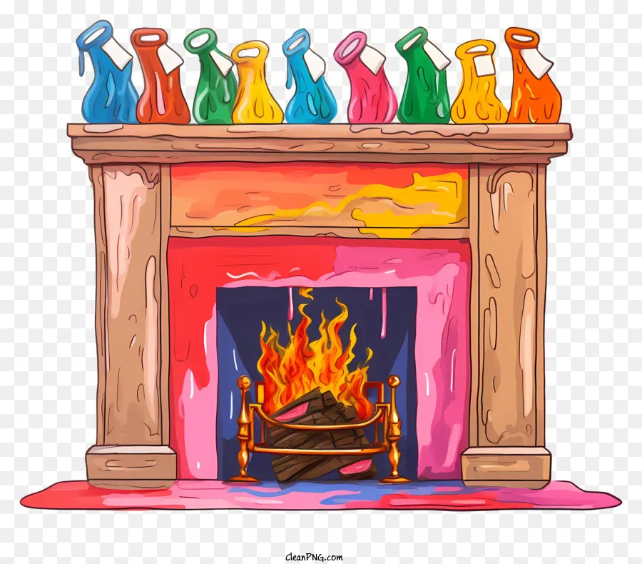 Chimenea，Pintura Colorida PNG