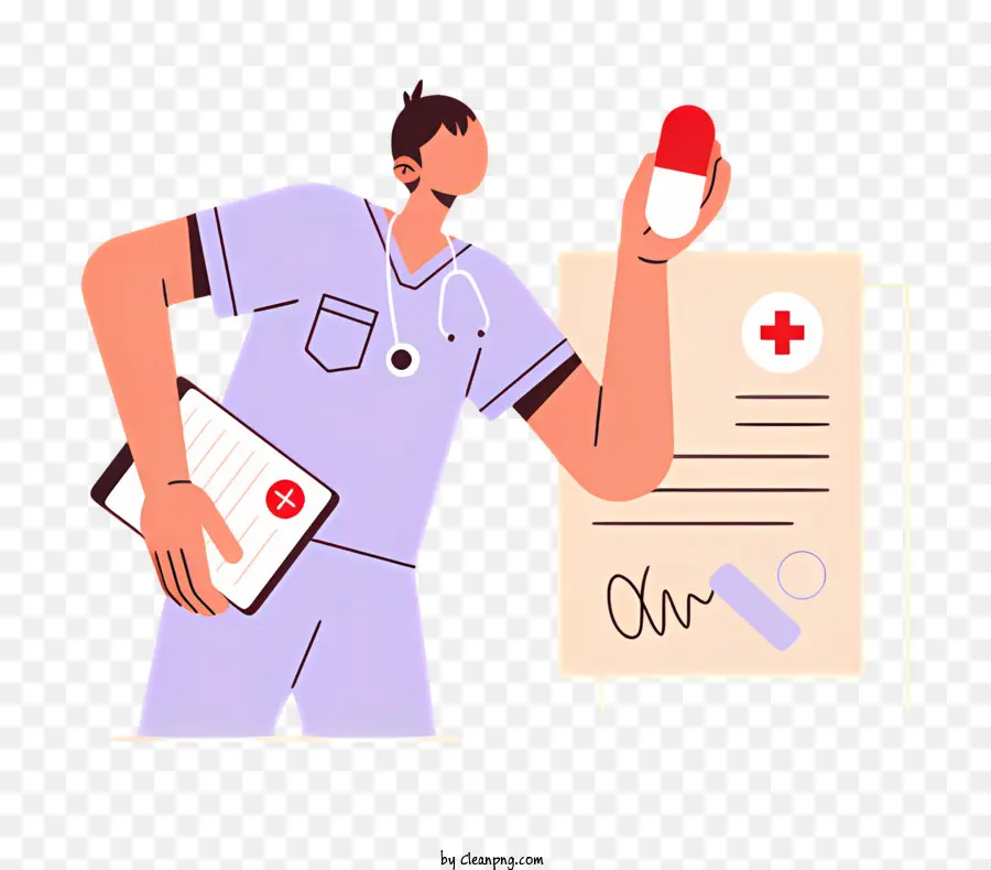 Profesional Medico，Médico Con Receta PNG