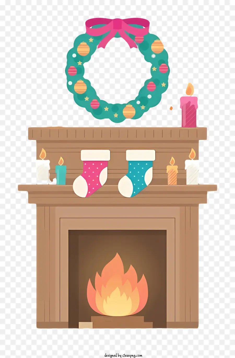 Corona De Navidad，Chimenea PNG