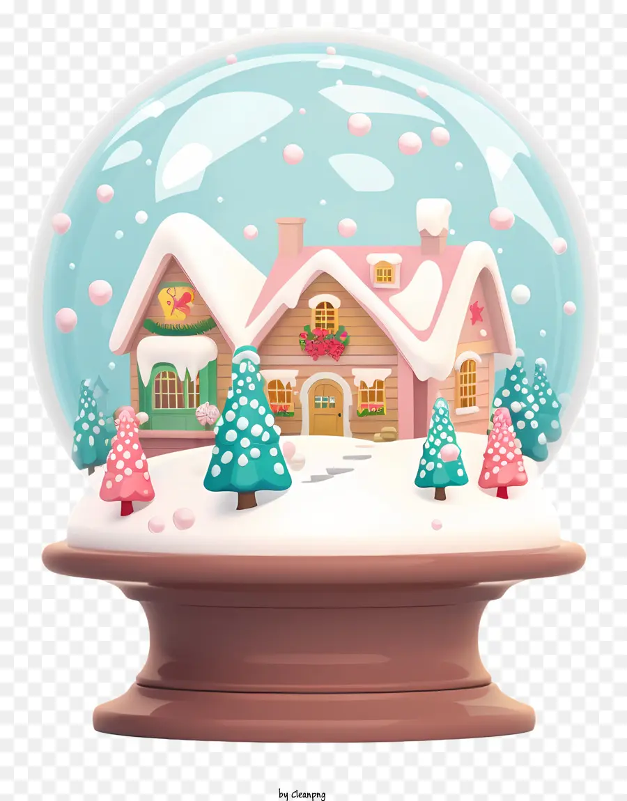 Globo De La Nieve，Casa Con Techo Rojo PNG