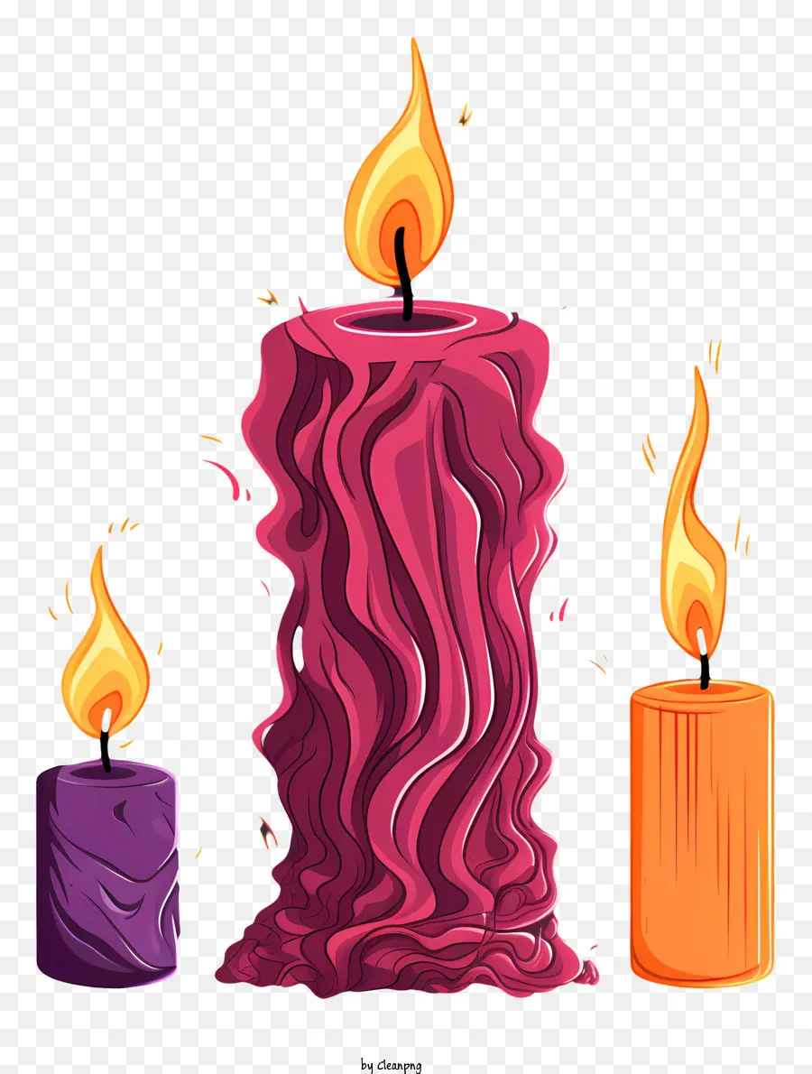 Las Velas Encendidas，Velas Rojas Y Moradas PNG