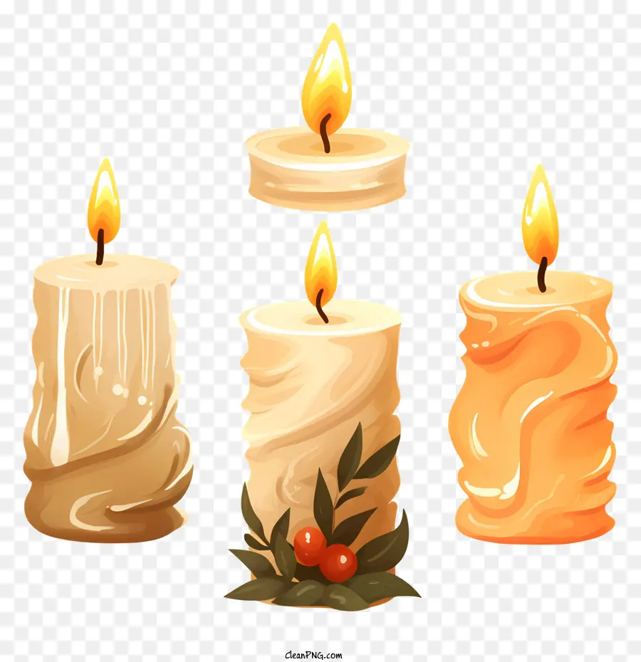 Velas，Vela De Hoja De Acebo PNG