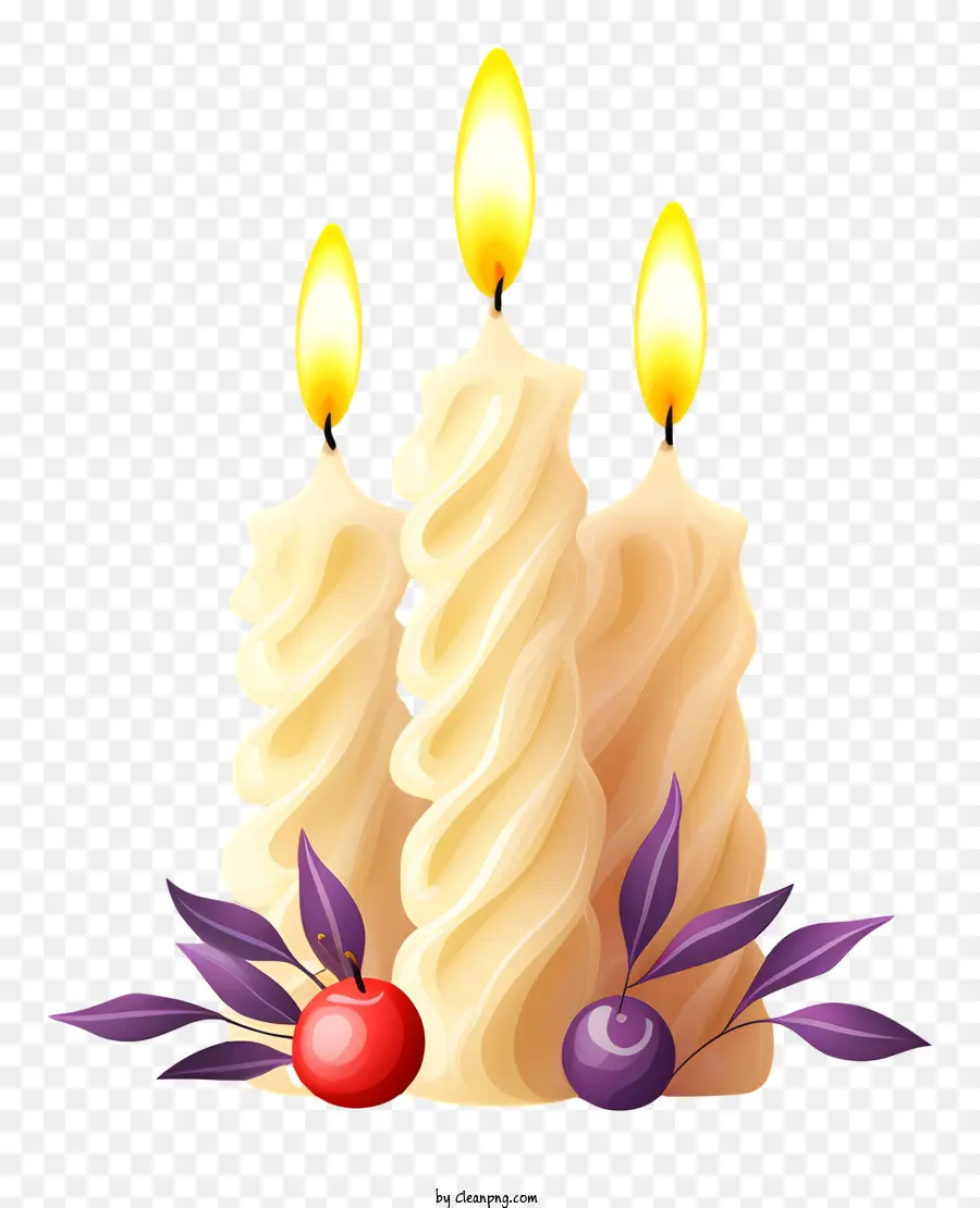 Decoración De Velas，Velas De Bayas Rojas PNG