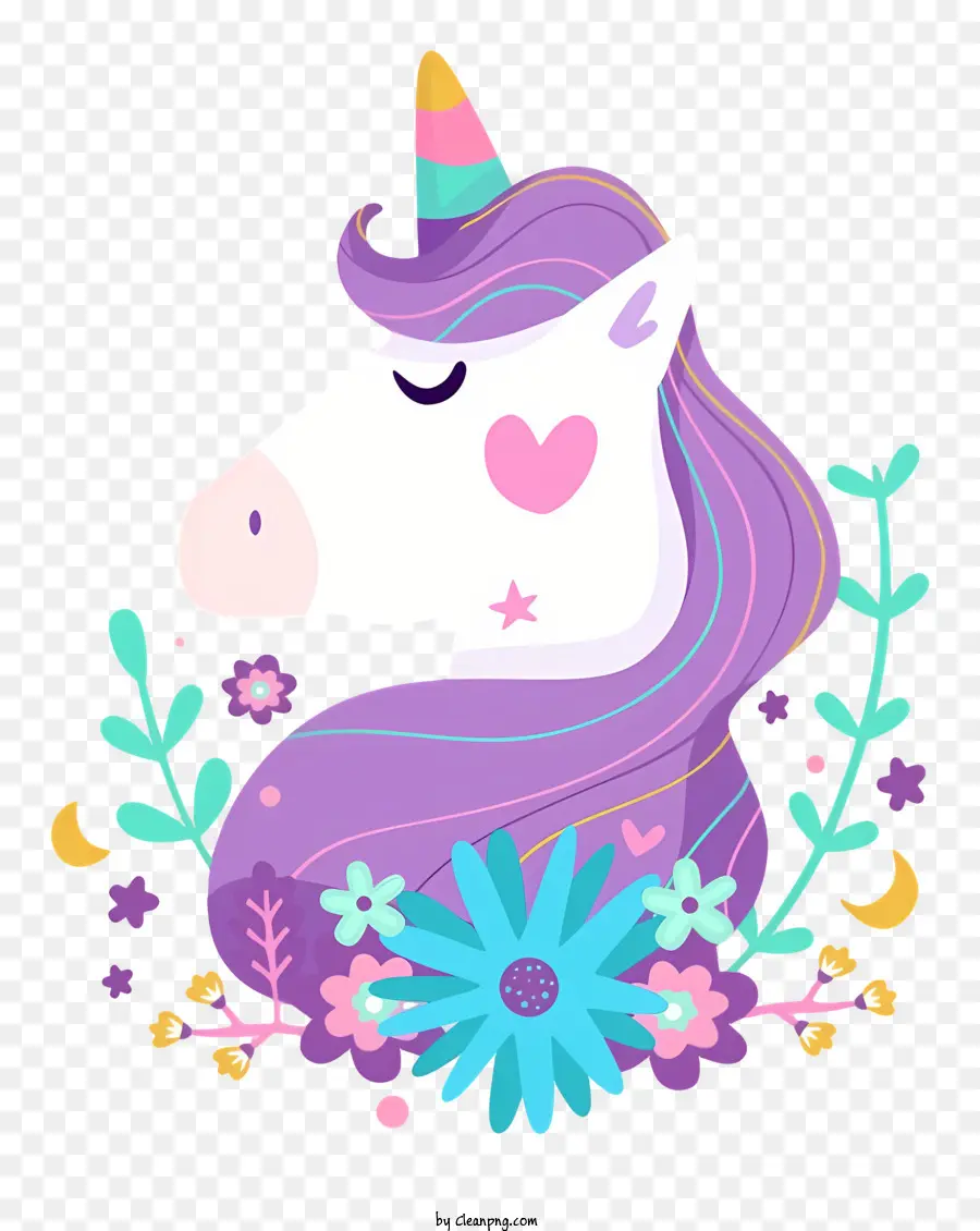 Unicornio，La Corona De Flores PNG