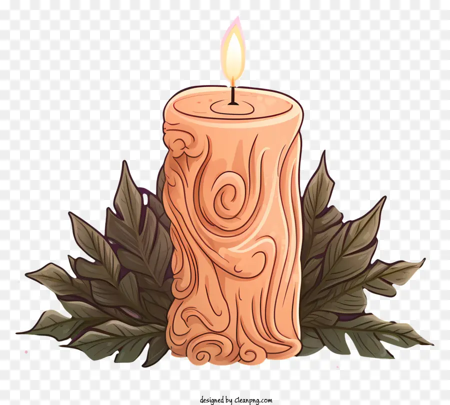 Vela Encendida De Madera，Velas PNG