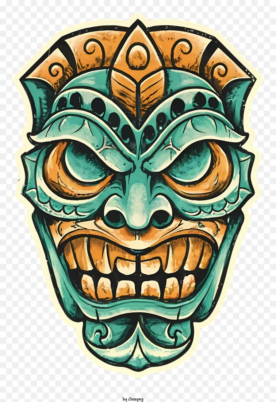 Máscara Tiki，Máscara Naranja PNG