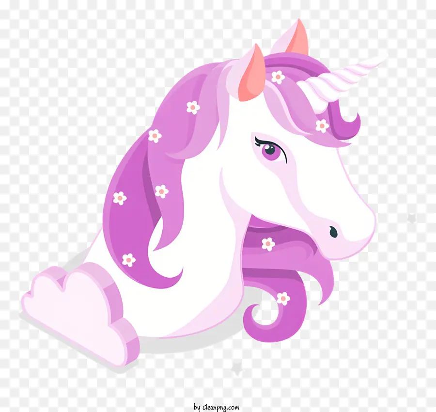 Dibujos Animados De Unicornio，Unicornio De Mane Rosa Y Blanca PNG