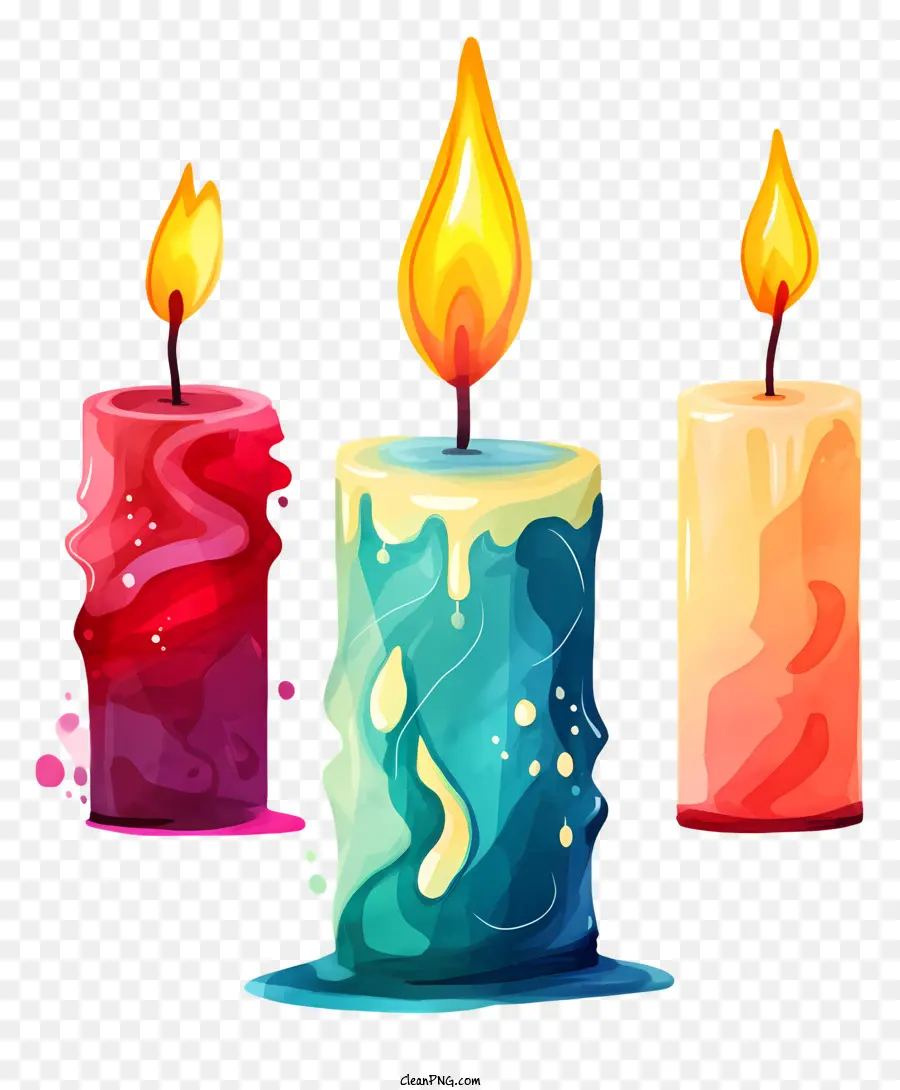 Velas Coloridas，Cera Goteando PNG