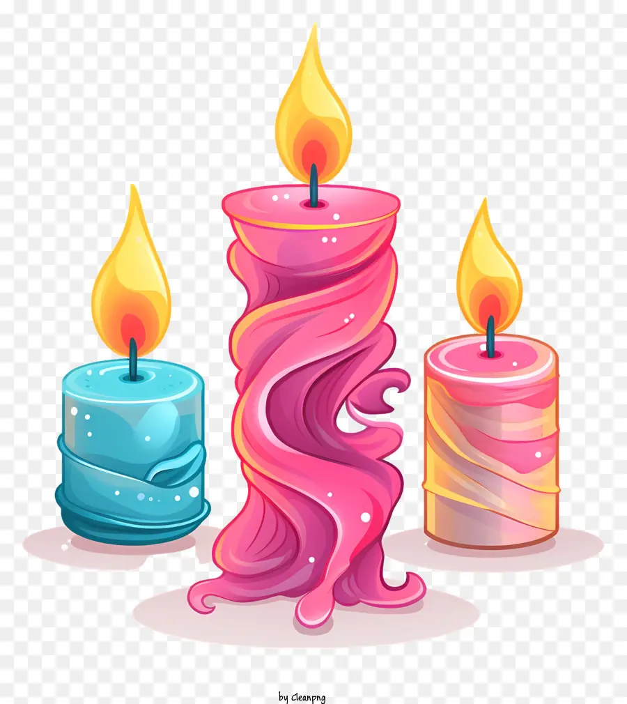 Velas De Dibujos Animados，Velas Coloridas PNG