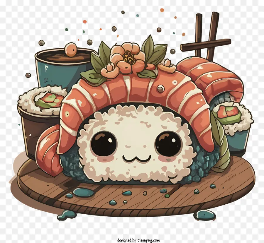 Lindo Sushi，Ilustración Extravagante PNG